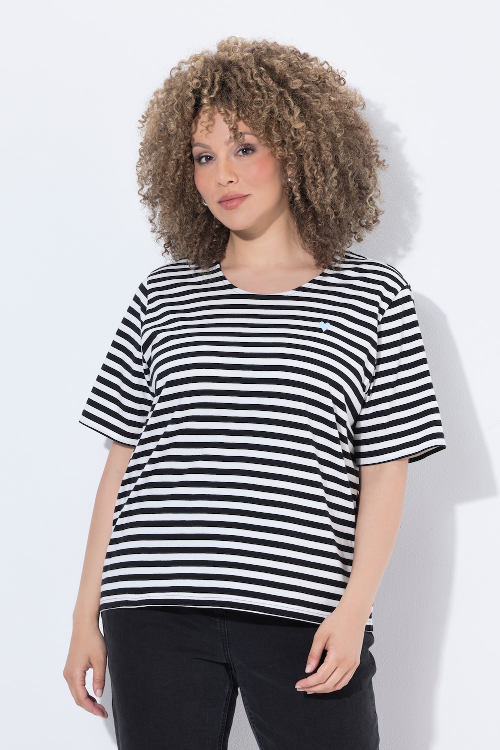 T-Shirt, Ringel, Oversized, Rundhals, Halbarm