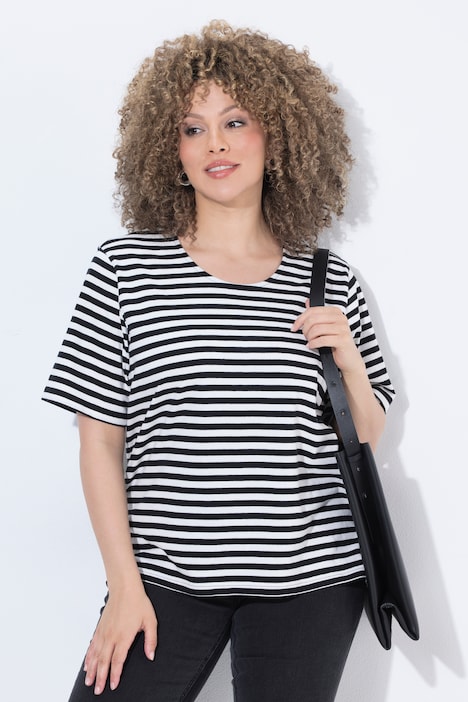 T-Shirt, Ringel, Oversized, Rundhals, Halbarm
