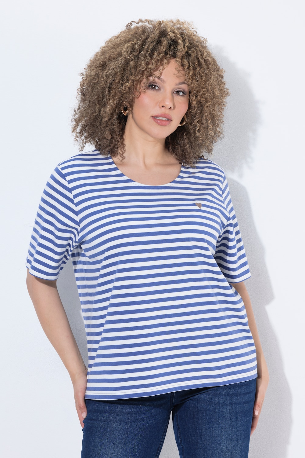 T-Shirt, Ringel, Oversized, Rundhals, Halbarm