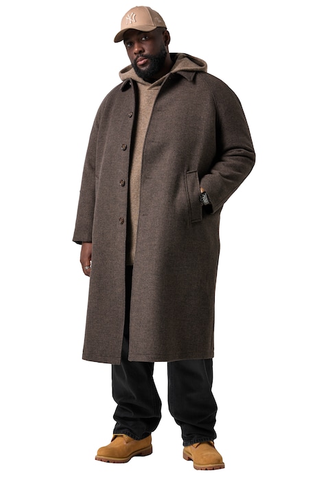 Kabát, kentový límec, dlouhé raglánové rukávy, do velikosti 8XL