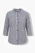 Bluse, Karomuster, Rüschen, Stehkragen, 3/4-Arm