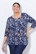 Slinky-Shirt, abstraktes Design, Herzausschnitt, 3/4-Arm