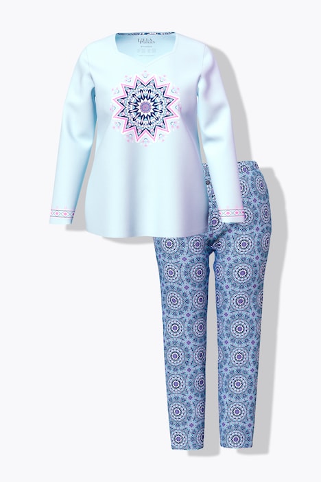 Pyjama, Schneeflocken-Mandala, Herzausschnitt, Langarm