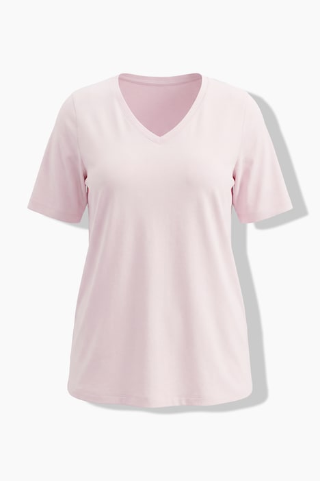 T-shirt, klasyczny krój, dekolt w szpic, krótki rękaw