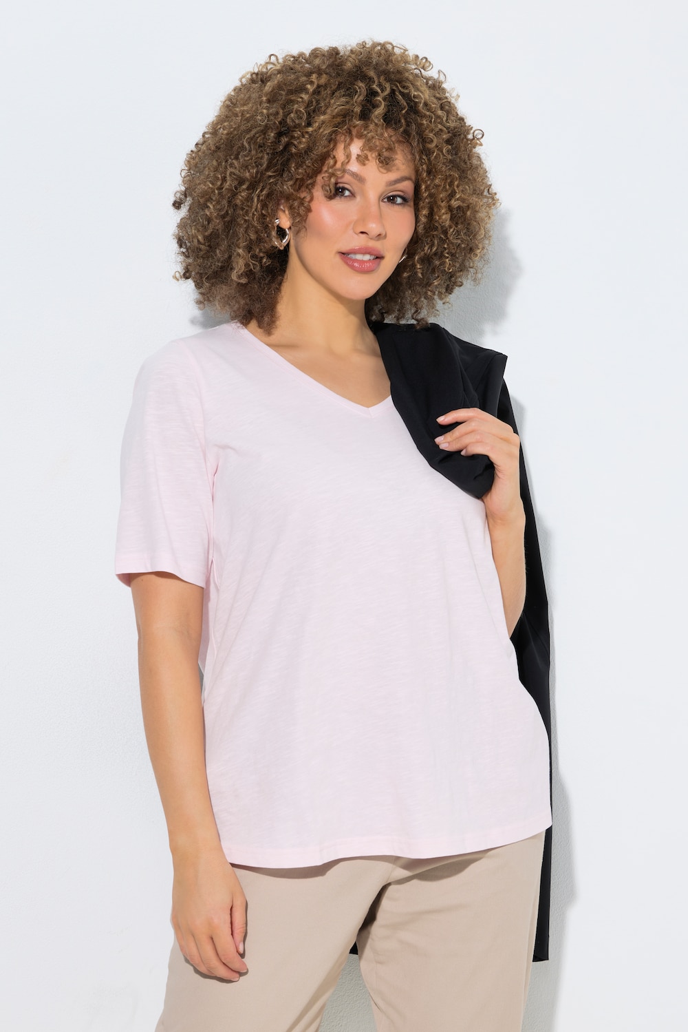 T-Shirt, Classic, V-Ausschnitt, Halbarm