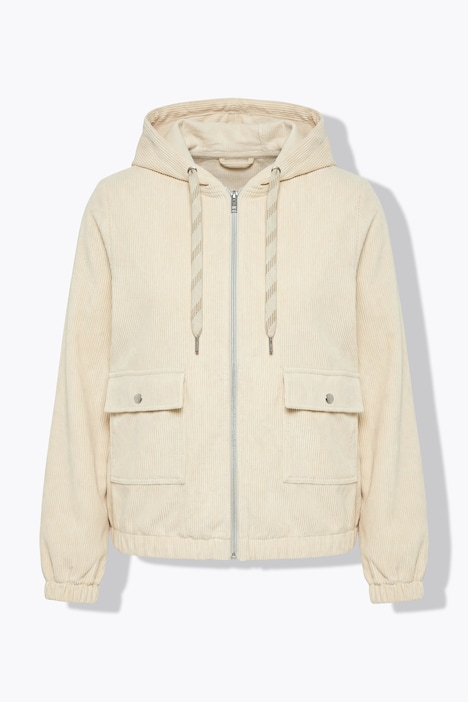 Cordjacke, A-Linie, Kapuze, langarm, elastischer Saum