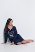 Lot de 2 chemises de nuit / grands T-shirts, col tunisien, manches longues