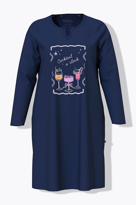 Lot de 2 chemises de nuit / grands T-shirts, col tunisien, manches longues