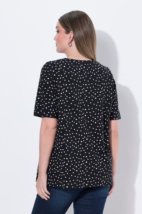 T-shirt i A-linje med fold og V-hals