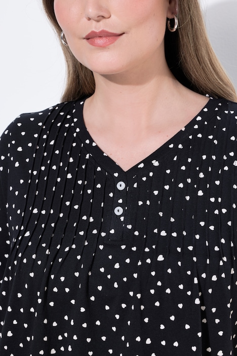 T-shirt i A-linje med fold og V-hals