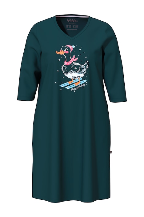 Bigshirt, Ski-Enten, V-Ausschnitt, 3/4-Arm