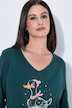 Grand T-shirt, canard faisant du ski, décolleté en V et manches 3/4