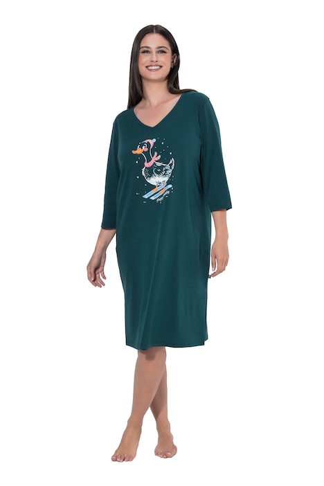 Bigshirt, Ski-Enten, V-Ausschnitt, 3/4-Arm