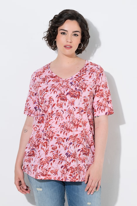 Painted Rose Print Short Sleeve Tee