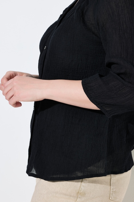 Bluse, A-Linie, geraffter V-Ausschnitt, 3/4-Arm
