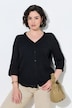 Bluse, A-Linie, geraffter V-Ausschnitt, 3/4-Arm