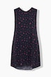 Kleid, Blüten, A-Linie, V-Ausschnitt, ärmellos