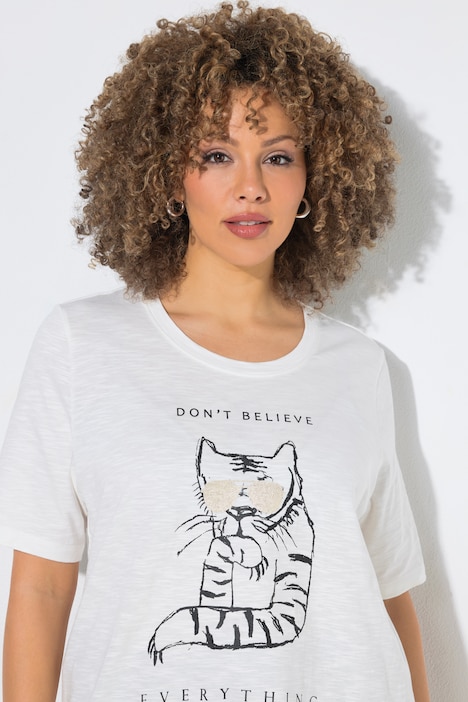 T-Shirt, Katze, Oversized, Rundhals, Halbarm