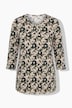Shirt, Blüten, Zierfalten, A-Linie, V-Ausschnitt, 3/4-Arm