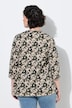 Shirt, Blüten, Zierfalten, A-Linie, V-Ausschnitt, 3/4-Arm