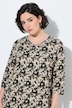 Shirt, Blüten, Zierfalten, A-Linie, V-Ausschnitt, 3/4-Arm