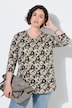 Shirt, Blüten, Zierfalten, A-Linie, V-Ausschnitt, 3/4-Arm