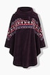 Homewear-Poncho, Plüsch, Norwegermuster, Kragen
