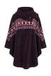 Homewear-Poncho, Plüsch, Norwegermuster, Kragen