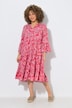 Kaftan-Kleid, Volants, Tunika-Ausschnitt, 3/4-Arm