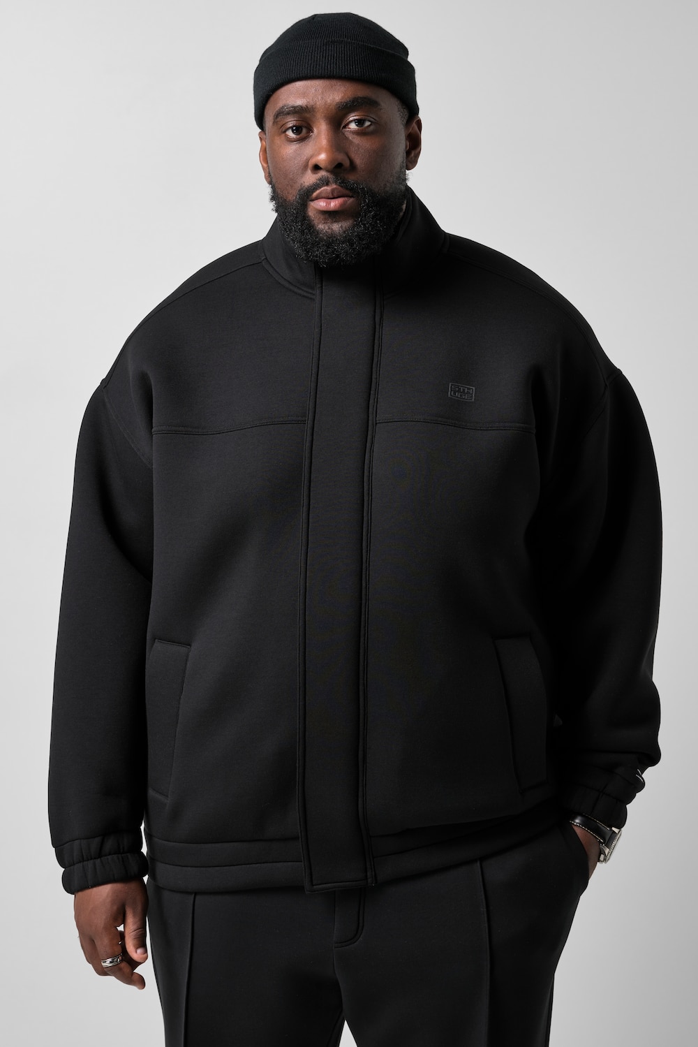 Scuba-Jacke, oversized, Stehkragen, Zipper, bis 8 XL