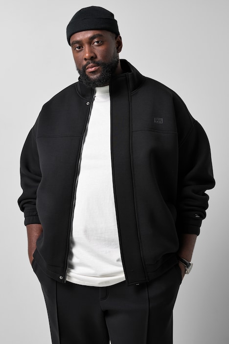 Scuba-Jacke, oversized, Stehkragen, Zipper, bis 8 XL