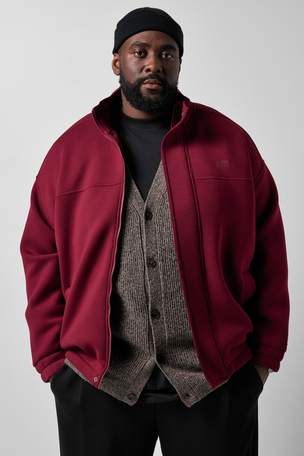 Scuba-Jacke, oversized, Stehkragen, Zipper, bis 8 XL