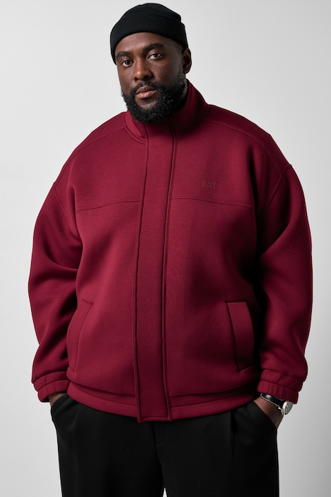 Scuba-Jacke, oversized, Stehkragen, Zipper, bis 8 XL