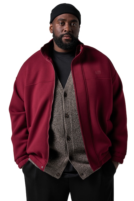 Scuba-Jacke, oversized, Stehkragen, Zipper, bis 8 XL