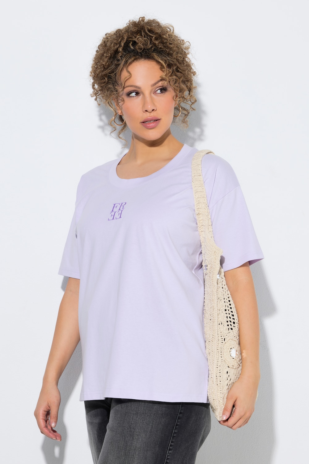 T-Shirt, Rückendruck, Oversized, Rundhals, Halbarm
