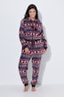 Homewear-Overall, Norwegermuster, Kapuze, Langarm