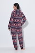 Homewear-Overall, Norwegermuster, Kapuze, Langarm