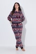 Homewear-Overall, Norwegermuster, Kapuze, Langarm