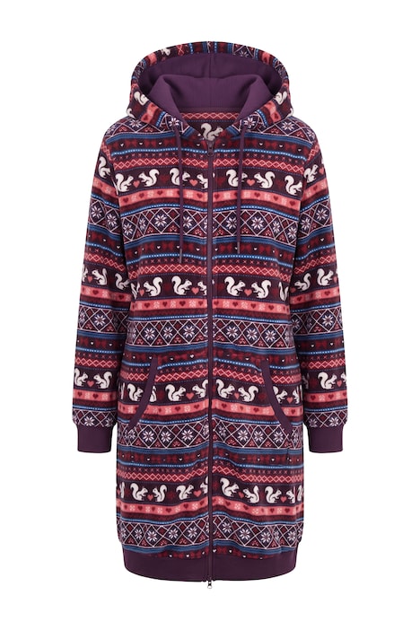 Homewear-Bademantel, Plüsch, Norwegermuster, Langarm