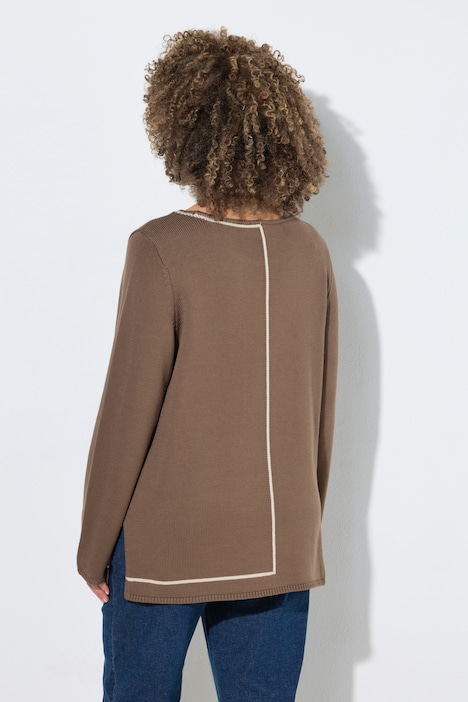 Pullover, Zierlinien, Rundhals, Langarm