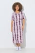 Midi-jurk, tie-dye strepen, A-lijn, ronde hals, korte mouw