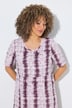 Midi-jurk, tie-dye strepen, A-lijn, ronde hals, korte mouw