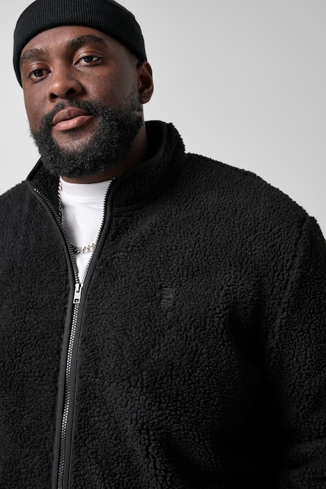 Teddyjacke, lässige Passform, Stehkragen, Saum-Tunnelzug, bis 8 XL