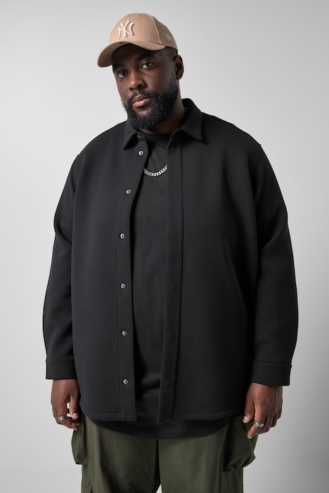 Overshirt, Scuba-Sweat, Langarm, Kentkragen, bis 8 XL