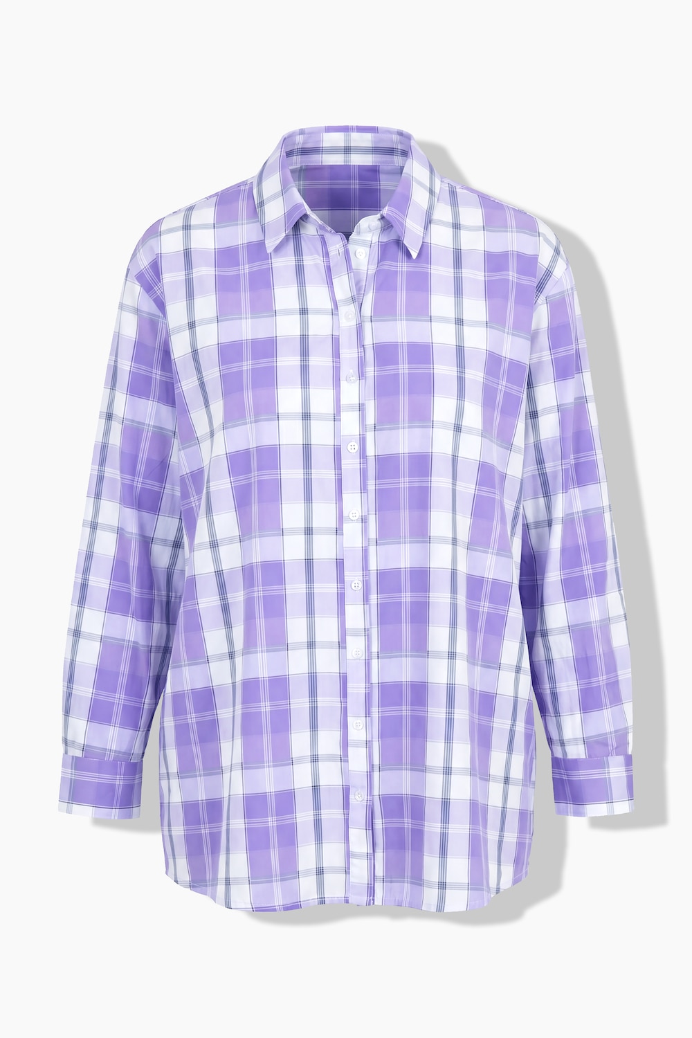 Ruiten blouse, oversized, overhemdkraag, lange mouwen