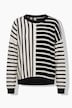 Trui, diverse strepen, oversized, ronde hals, lange mouw