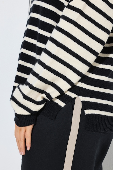 Trui, diverse strepen, oversized, ronde hals, lange mouw