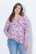 Boat Print Split Neck Long Sleeve Tee
