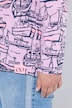 Boat Print Split Neck Long Sleeve Tee