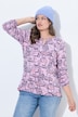 Boat Print Split Neck Long Sleeve Tee